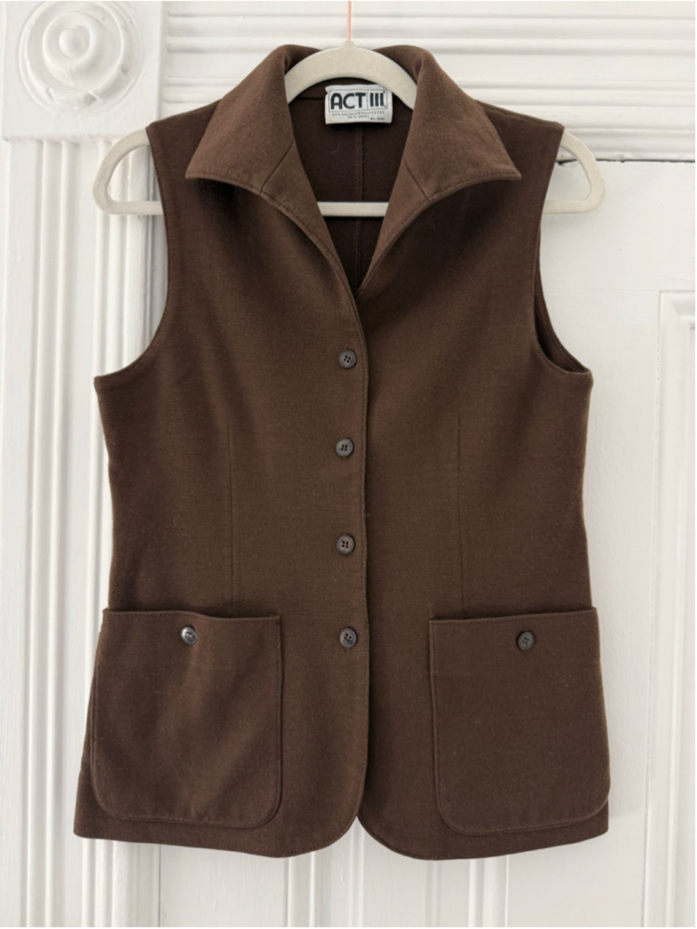 Women's Vintage Act III Brown Button-Front Vest